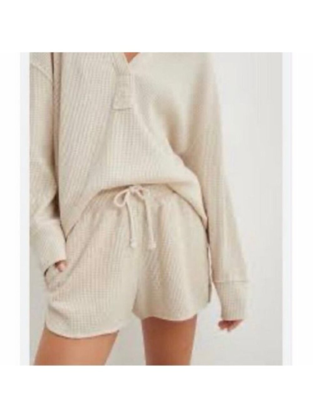 Aerie Cream Cotton Gauze Lounge Shorts Drawstring Pull On XS Boho